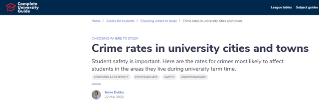 牛津布鲁克斯大学，申请牛津布鲁克斯大学的要求（《完全大学指南》发布英国大学周边治安排名）