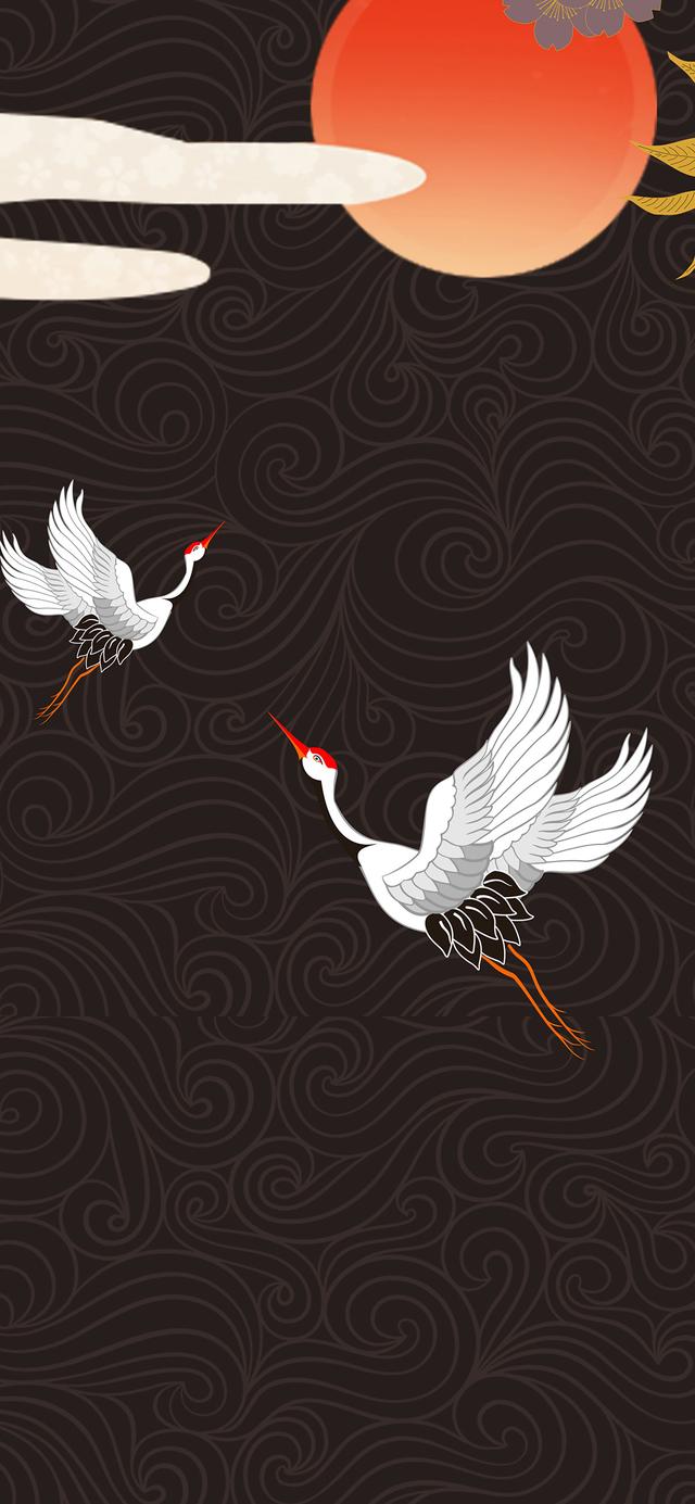 仙鹤一定会带给你平安富足的!创意国潮中国风壁纸