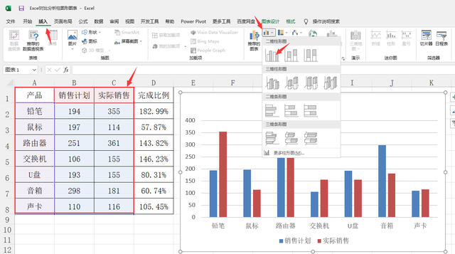 怎样制作数据对比图，怎样制作数据对比图表（Excel自动对比分析柱形图）