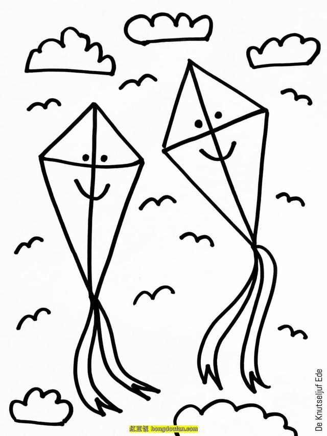 关于春天的简笔画，简笔画春天的画怎么画（春天一起去放风筝小学生简笔画）