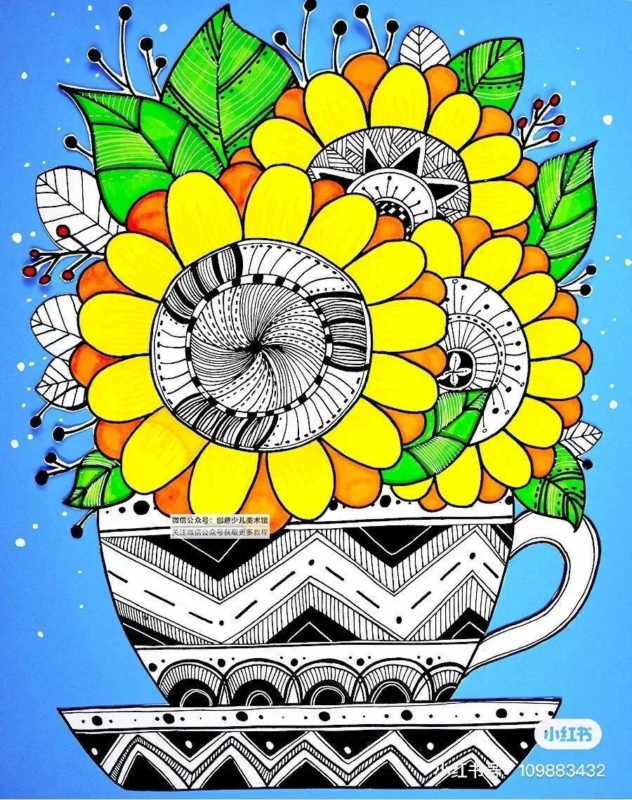 1,120多种少儿绘画作品展示,创意手工制作 线描 马克笔 综合创意画