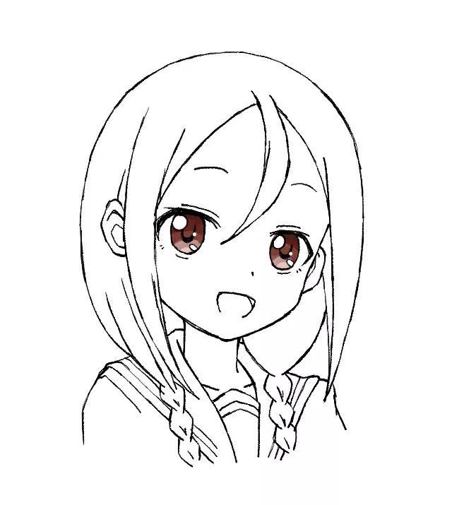 动漫图片女生可爱简单(俏皮可爱动漫女生头像简易线稿头像) - 赤虎壹