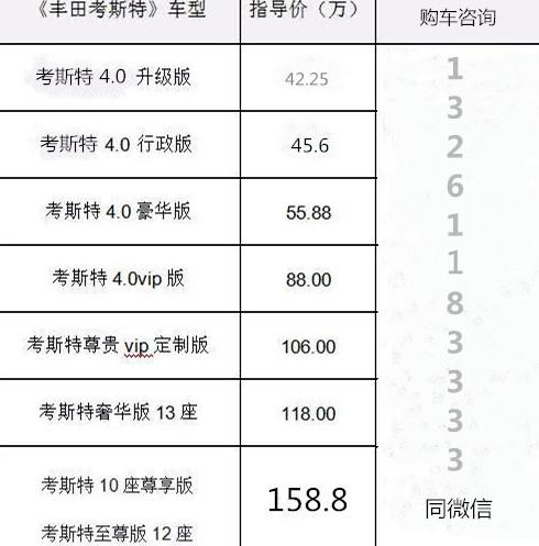 丰田考斯特的价格是多少，丰田考斯特价钱（丰田考斯特10座报价及参数图片销售全国）