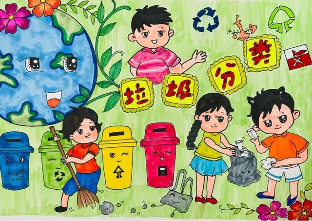 垃圾分类宣传画儿童画，垃圾分类宣传绘画简单（2022最新垃圾分类手抄报+环保儿童画）