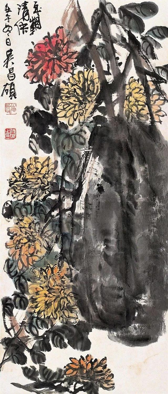 吴昌硕作品欣赏，吴昌硕晚年的花鸟册页欣赏（腕底风雷——吴昌硕书画200幅超高清合集）