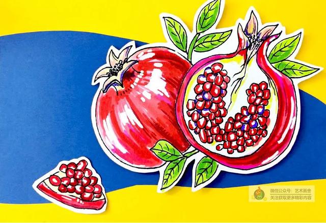 8一9岁适合学什么画，四五岁的孩子适合学什么画（综合创意画红彤彤的石榴）