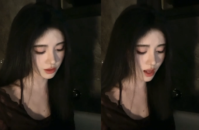 鞠婧祎行为举止，穿紧身吊带秀事业线