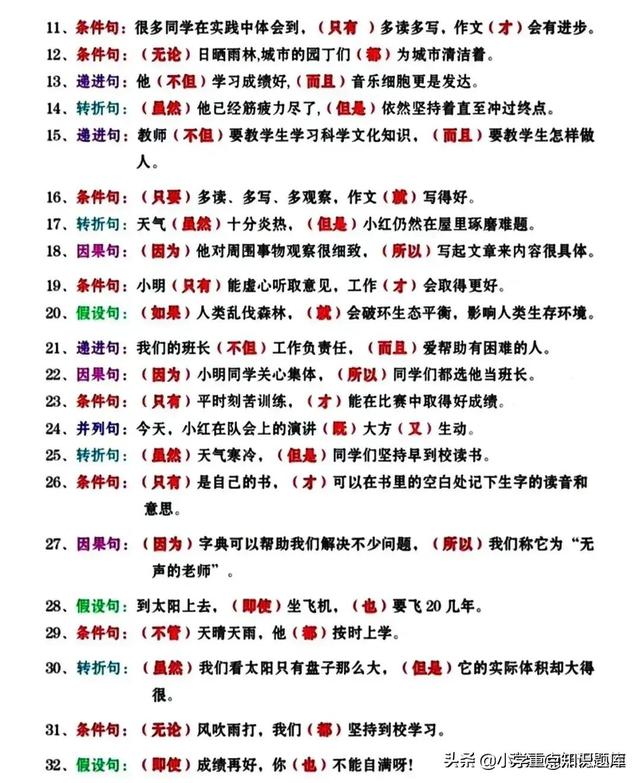 小学关联词大全，小学语文关联词分类（小学语文：关联词知识汇总）