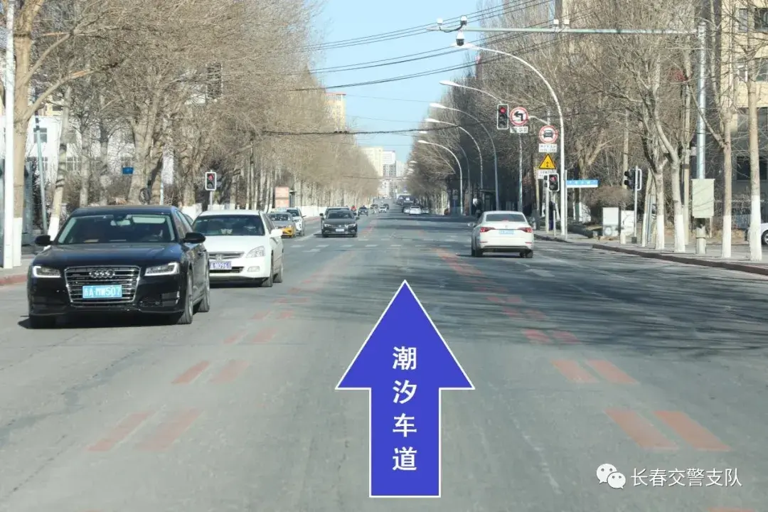 潮汐车道图片(道路标线鱼骨线)插图