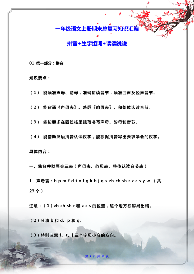 总的组词有哪些呢，总字的组词还有什么（一年级语文上册期末总复习知识汇编）
