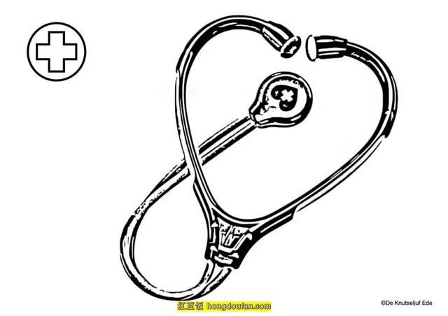 医院图片简笔画，医院的简笔画教程（12张病毒医院救护车纱布剪刀听诊器卡通简笔画）