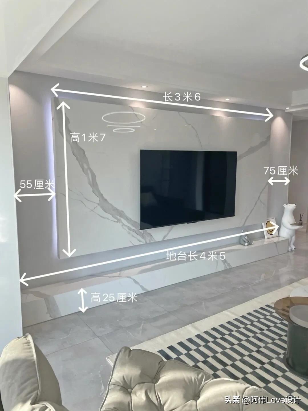 电视机标准尺寸一览表，电视机尺寸有哪些（30多款电视背景墙尺寸）