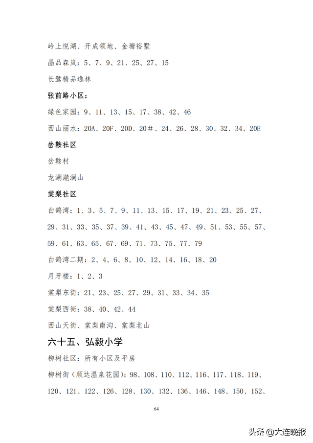 2022年大连甘井子区各所中学指标，甘井子区中小学学区划分