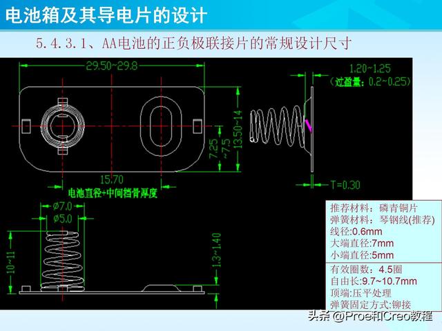 pro e教程，proengineer画图教程（Proe/Creo电池箱及其导电片的设计）