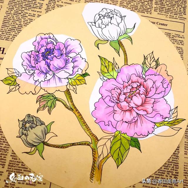 6到8岁的儿童画教程花，教程丨少儿美术课程《牡丹》