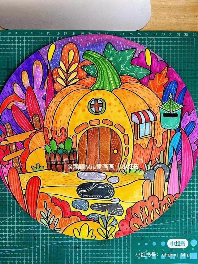秋天最简单的画，简单秋天的简笔画方法（50张马克笔色彩丰富的秋天主题装饰画）