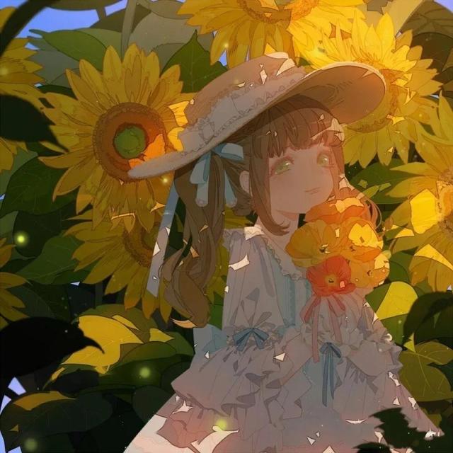 动漫海边（向日葵）少女，微信头像，动漫海边（向日葵）少女（听说每个喜欢向日葵的女孩）