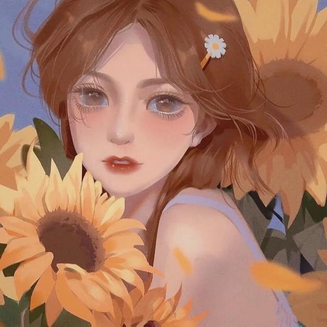 动漫海边（向日葵）少女，微信头像，动漫海边（向日葵）少女（听说每个喜欢向日葵的女孩）