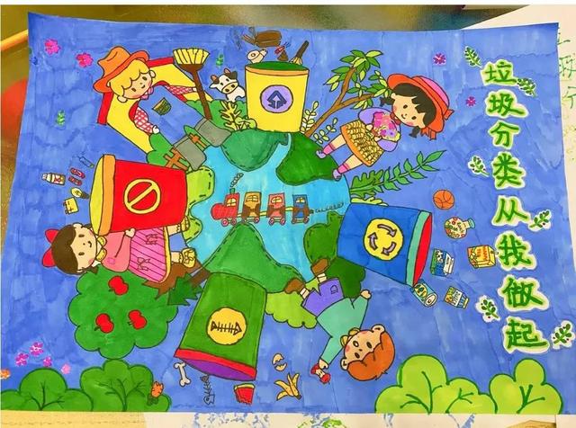 垃圾分类宣传画儿童画，垃圾分类宣传绘画简单（2022最新垃圾分类手抄报+环保儿童画）