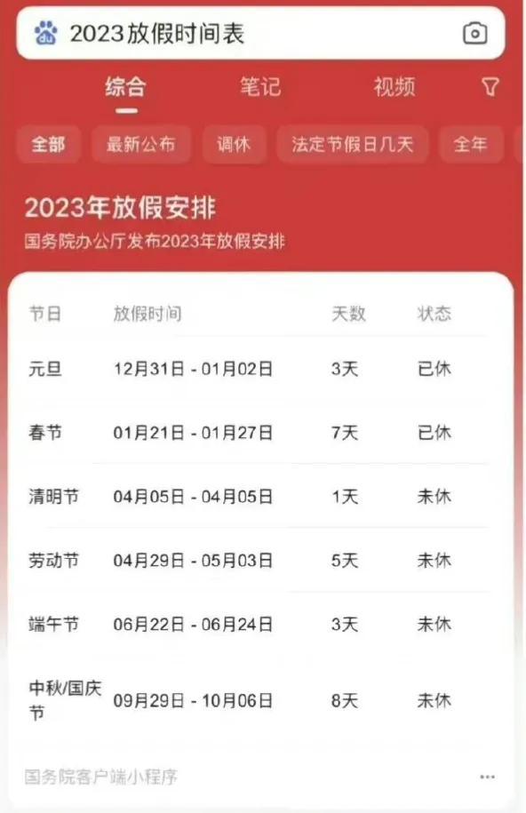 23年实际放假10天，2023年放假调休（2023全年实际放假就10天）