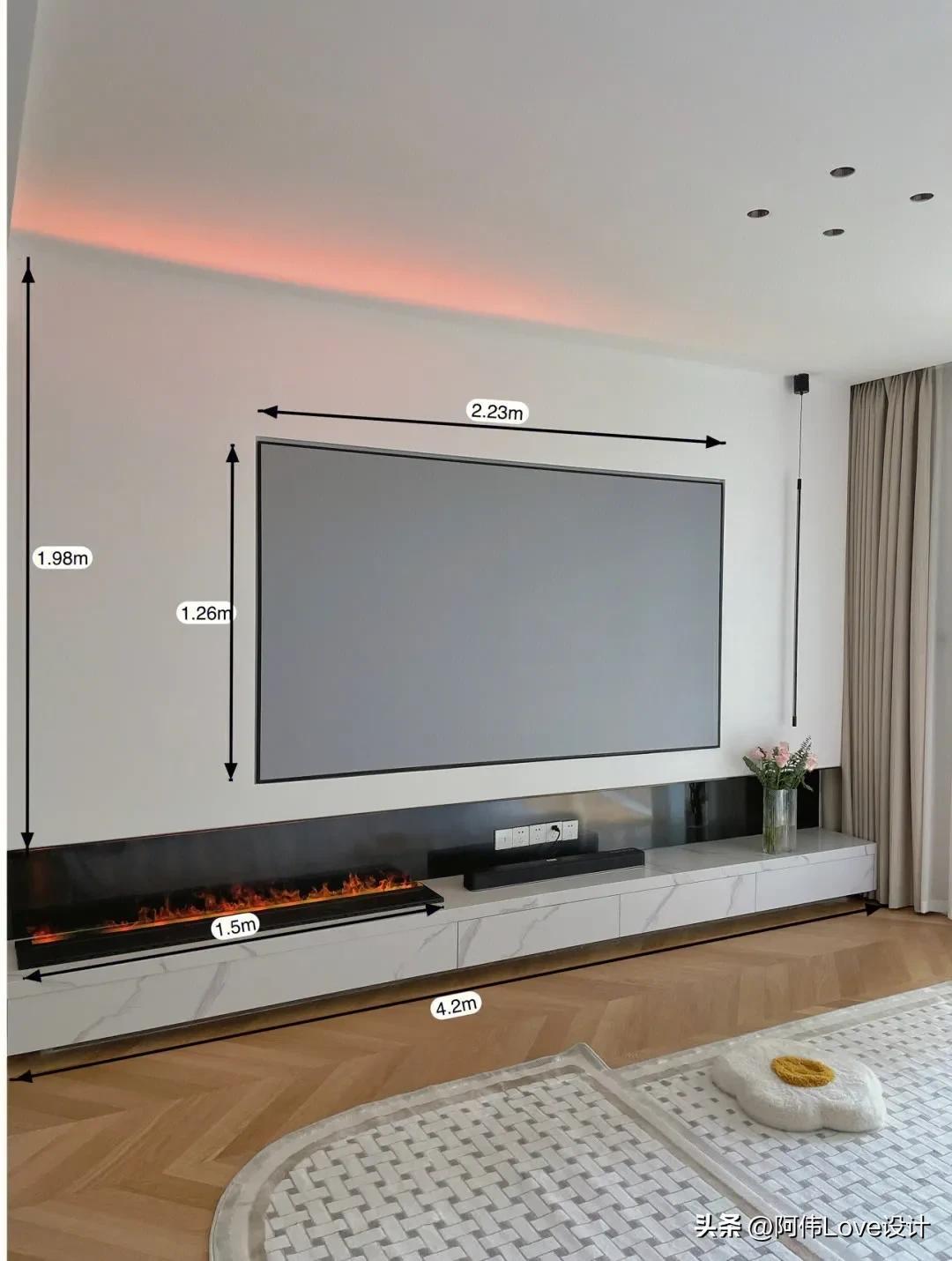 电视机标准尺寸一览表，电视机尺寸有哪些（30多款电视背景墙尺寸）