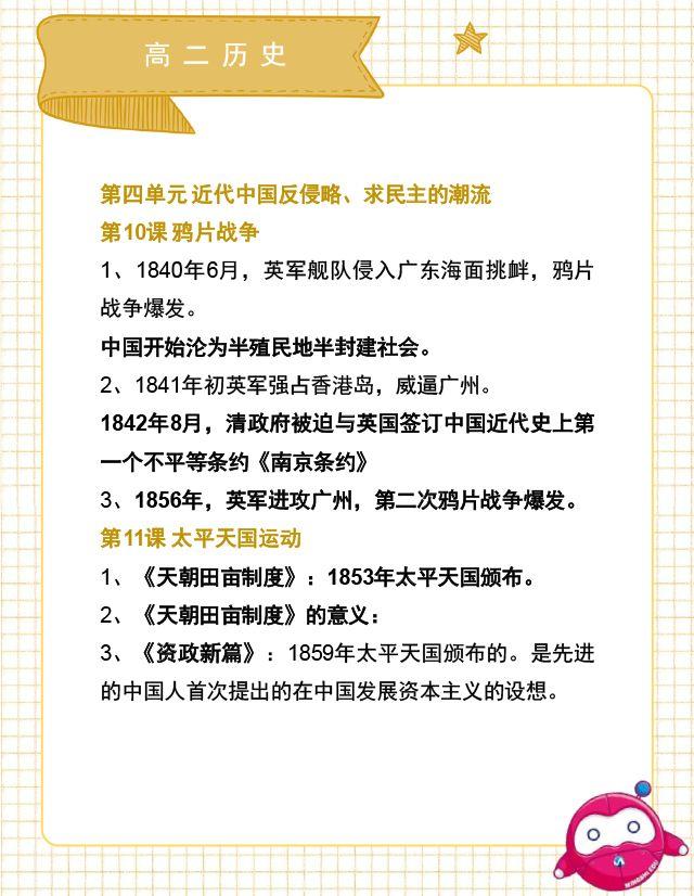 高一历史复习资料，历史复习必备资料