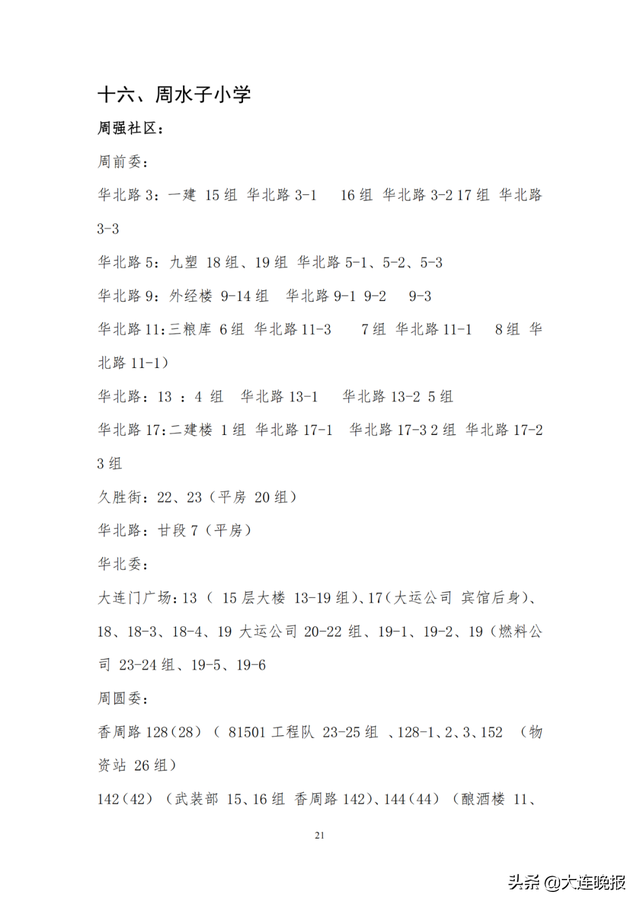 2022年大连甘井子区各所中学指标，甘井子区中小学学区划分