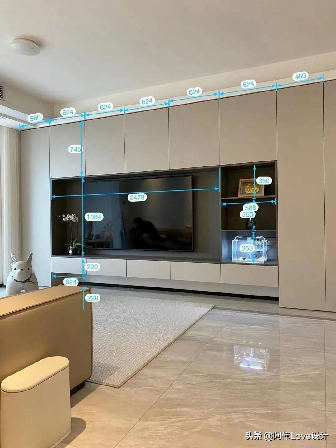 电视机标准尺寸一览表，电视机尺寸有哪些（30多款电视背景墙尺寸）