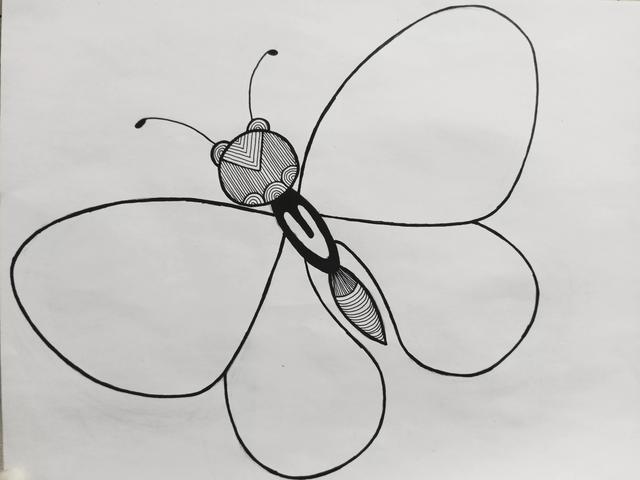 蝴蝶怎么画简单好看，如何画一个简单蝴蝶（《蝴蝶》线描画绘画过程）