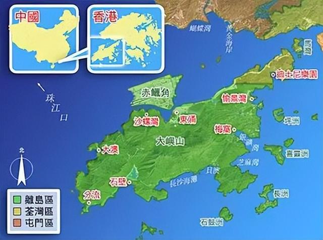 香港区域划分图，香港几个区（住港岛、九龙or新界）
