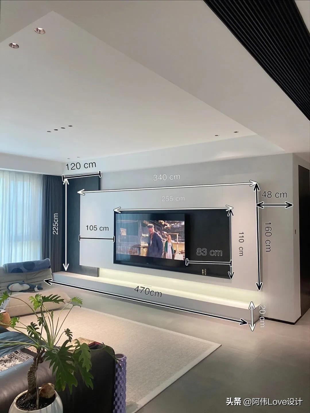 电视机标准尺寸一览表，电视机尺寸有哪些（30多款电视背景墙尺寸）