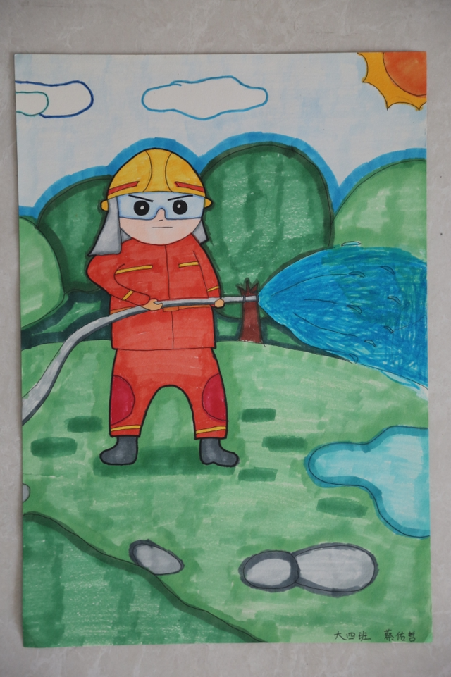消防图画儿童绘画简单图片