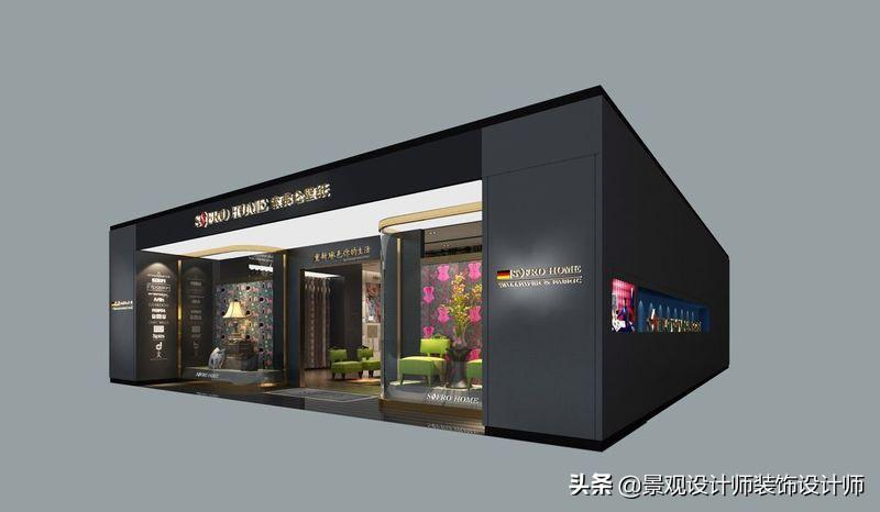 墙纸店面装修效果图，墙纸店门头设计效果图（窗帘店.壁纸店设计案例参考图1）