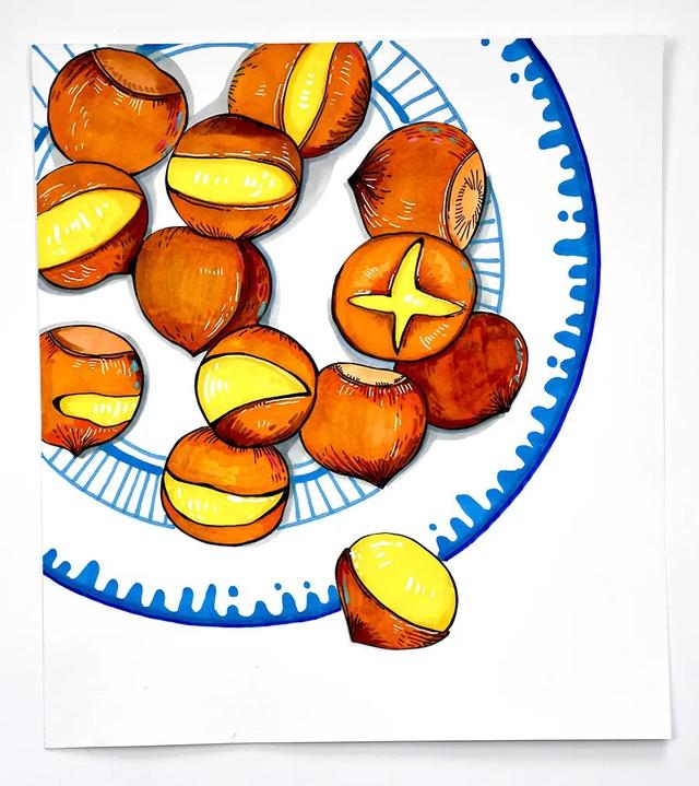 秋天的画简单又漂亮，秋天的儿童画怎么画（秋季趣味写生课程《好吃的炒板栗》）