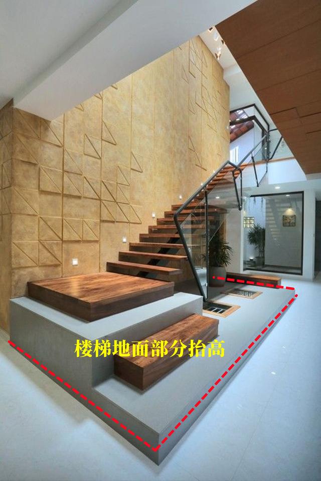 楼梯装修效果图_楼梯装修技巧，楼梯装修设计图（地面抬高10公分）
