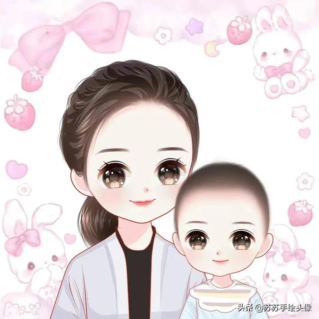 母亲节图片卡通，母亲节图片卡通人物（温馨幸福的亲子卡通头像）