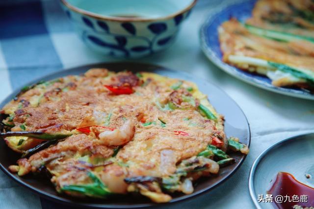 减脂版泡菜饼，韩式泡菜海鲜葱饼