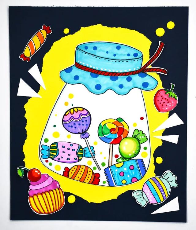 幼儿蜡笔画教程，幼儿园蜡笔画简单（幼儿趣味艺术课程《把你最爱的糖果装满罐子吧》）