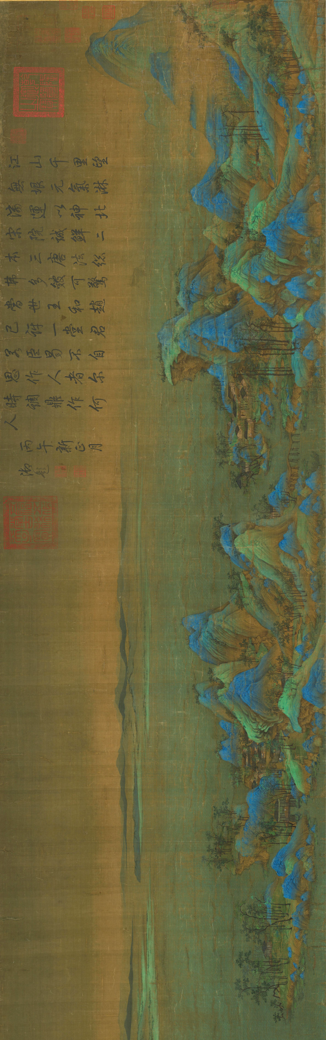 王希孟千里江山图，千里江山图王希孟的传世名作（王希孟《千里江山图》）