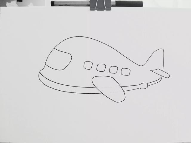 飞机简笔画的画法，飞机简笔画最简单的画法（《小飞机》线描画绘画过程）