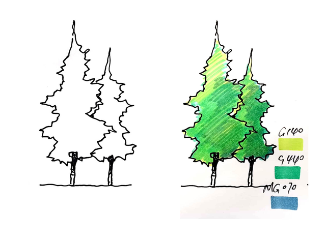 大树的画法简单又漂亮，简单大树的手绘画法（八种超简单背景树的画法+上色）