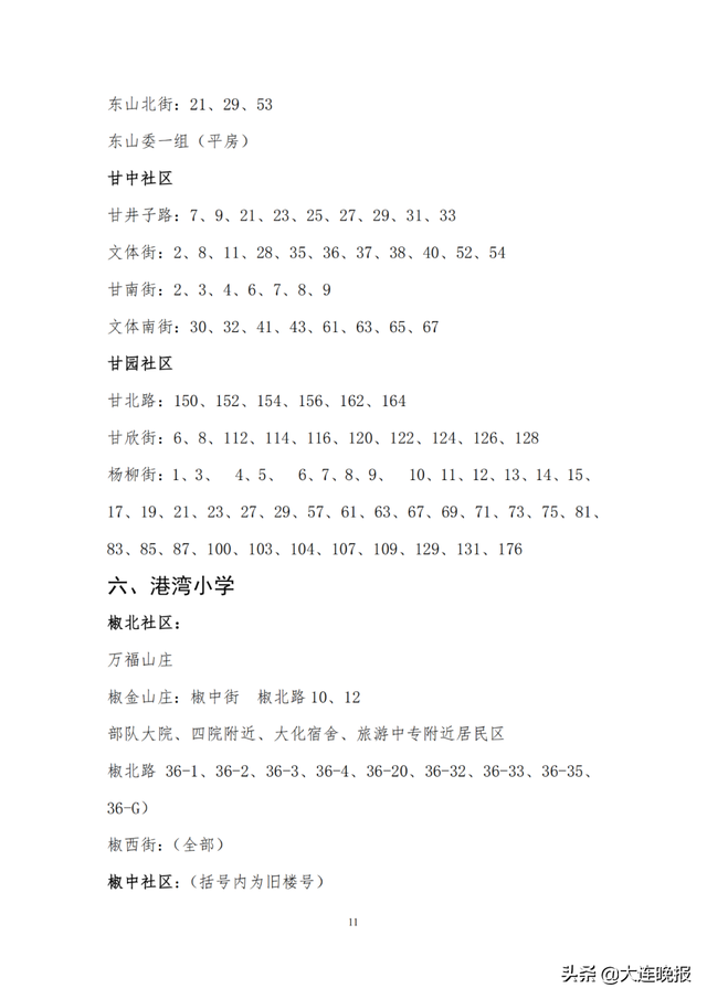 2022年大连甘井子区各所中学指标，甘井子区中小学学区划分