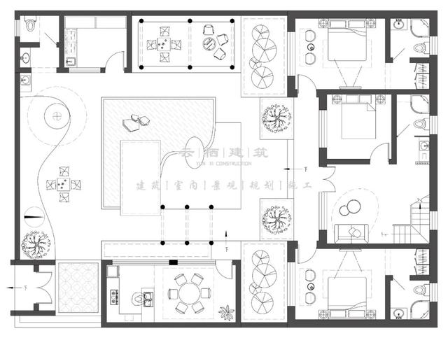 一层合院现代别墅设计图，14款高颜值又实用的一层乡村别墅