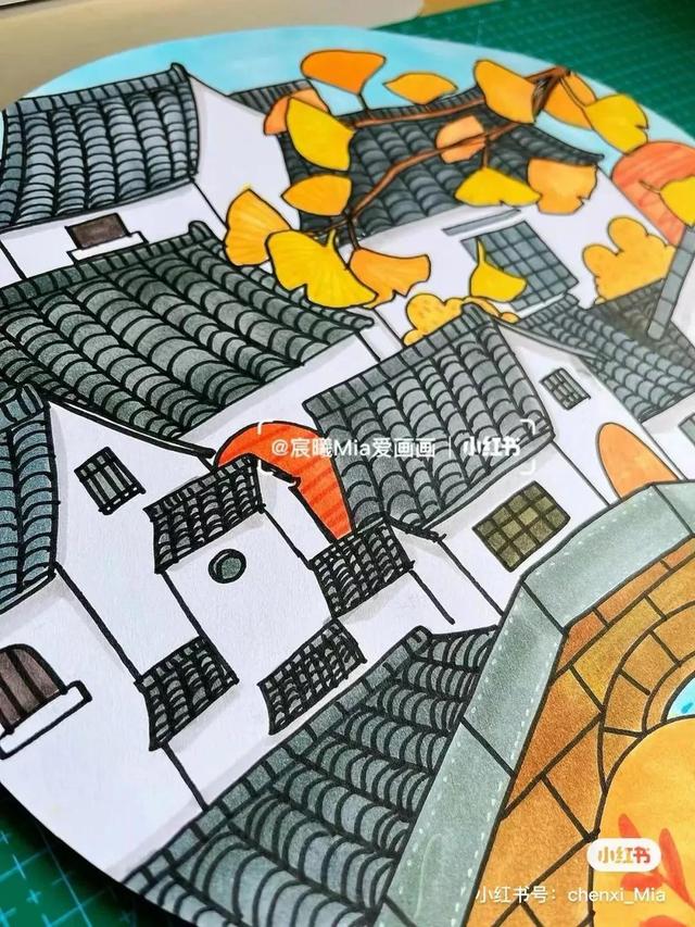 秋天最简单的画，简单秋天的简笔画方法（50张马克笔色彩丰富的秋天主题装饰画）