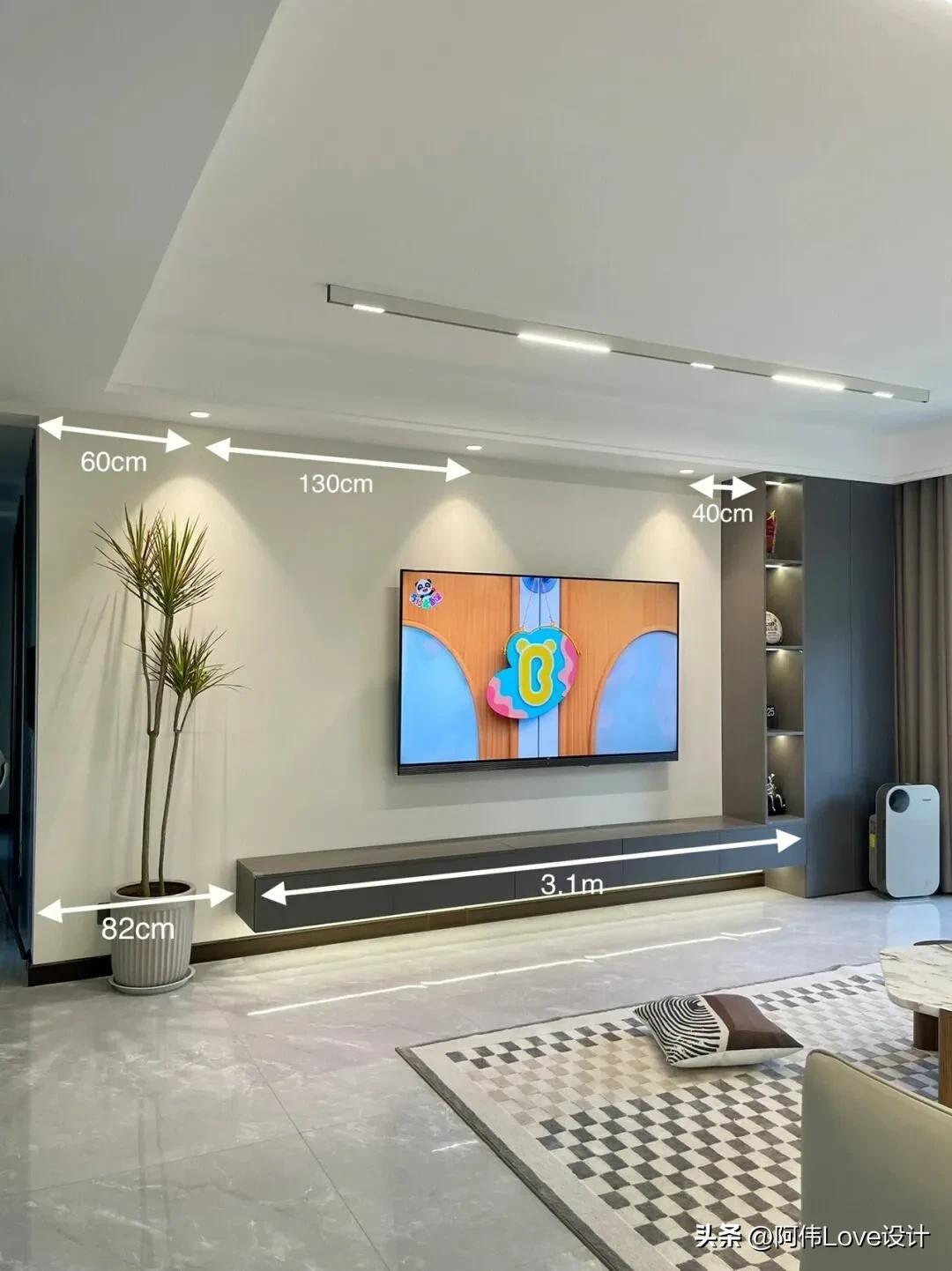 电视机标准尺寸一览表，电视机尺寸有哪些（30多款电视背景墙尺寸）