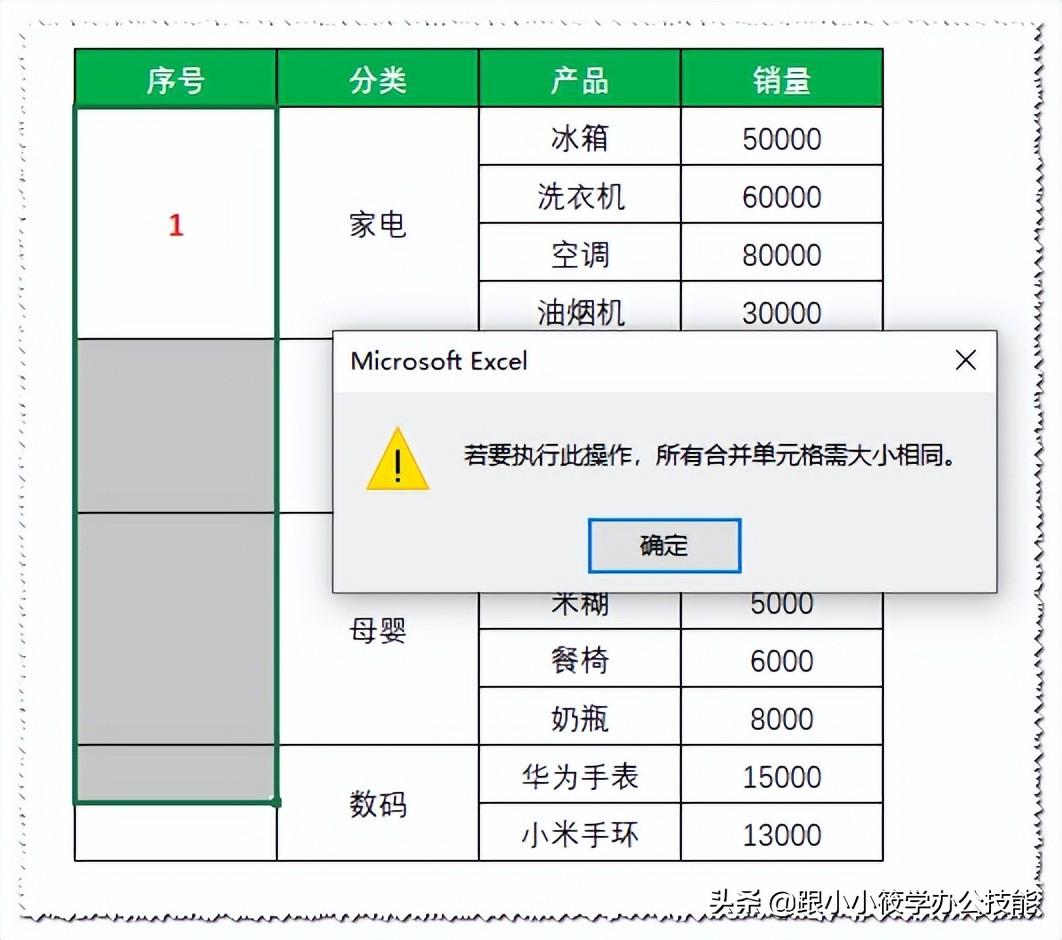 excel单元格合并后怎么加序列号（合并单元格批量填充序号方法）