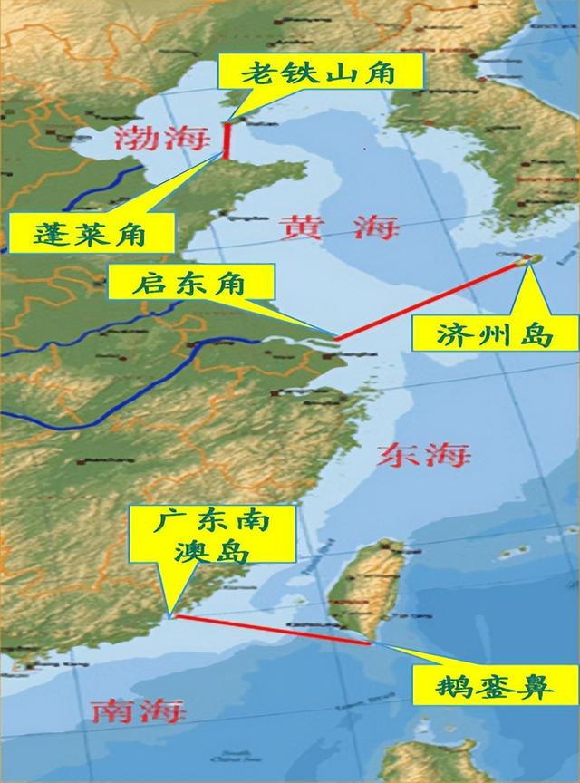 中国四大海域分界线图中国4大海域简介初中地理重要的10条地理分界线