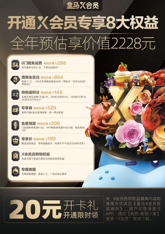 盒马晚上几点关门，直落晚上10点...