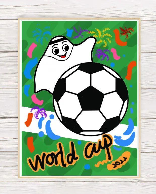 世界上最简单的足球怎么画，少儿美术/一幅世界杯进球就画好啦