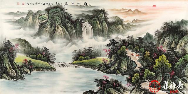 金色长城山水画，金色长城画的风水（陈厚刚山水画作品）